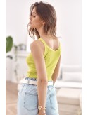 Short knitted blouse with straps, lime MP32858 - Online store - Boutique